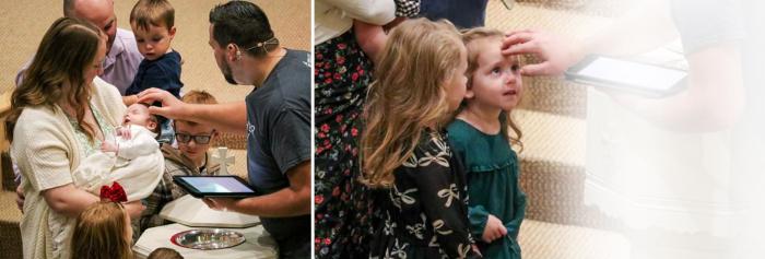 Pictures of baby and toddler being baptized